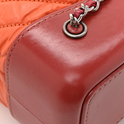 Chanel Aged Calfskin Chevron Quilted Small Gabrielle Backpack Dark Red Orange 11 of 13