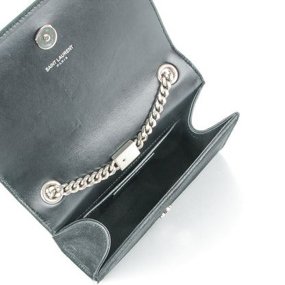 Saint Laurent Suede Fringe Chain Small Monogram Satchel Black 5 of 6