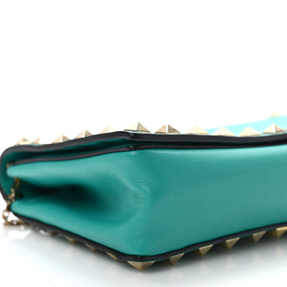 Valentino Garavani Calfskin Rockstud Flap Wallet On Chain Opaline Green 7 of 10