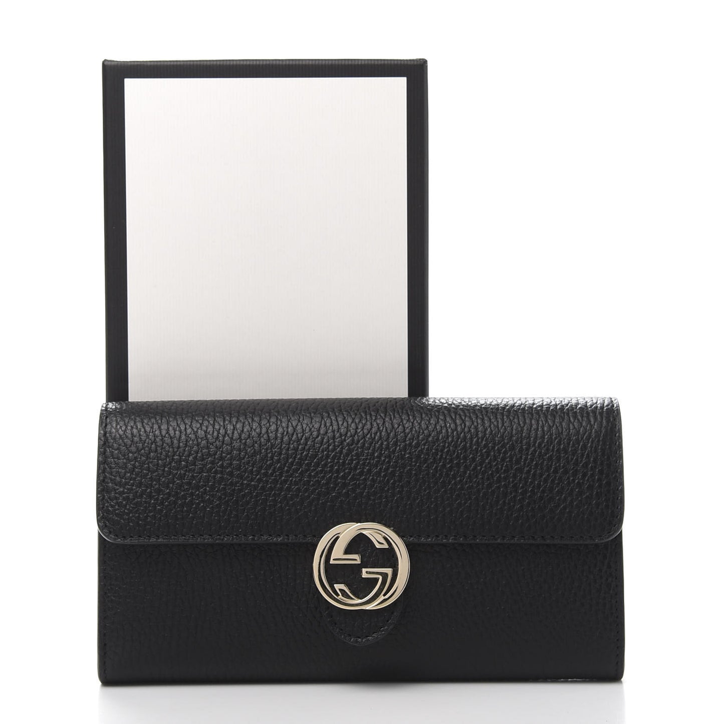 Pebbled Calfskin Icon Continental Wallet Black