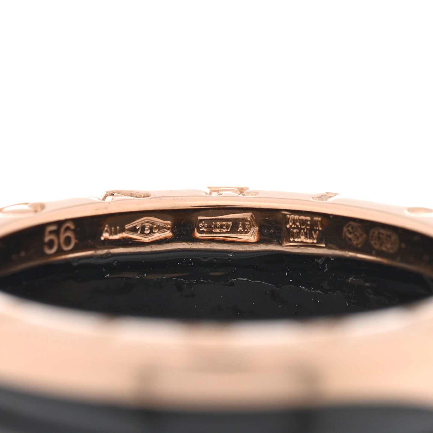 18K Rose Gold Black Ceramic B.Zero1 Four-Band Ring 56 7.5