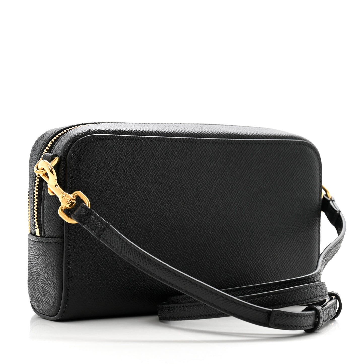 Grained Calfskin Caro Double Pouch Black