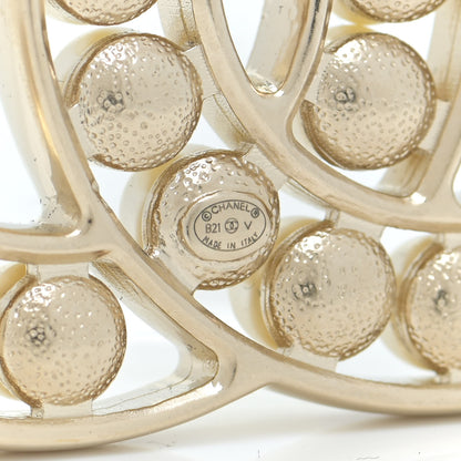 Chanel CC Pearl Brooch Pin Gold 3 of 5