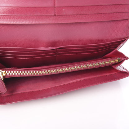 Prada Saffiano Metal Continental Flap Wallet Peonia 4 of 10