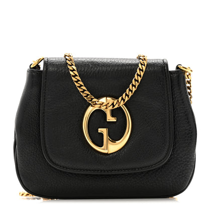 Gucci Pebbled Calfskin Small 1973 Chain Shoulder Bag Black 1 of 16