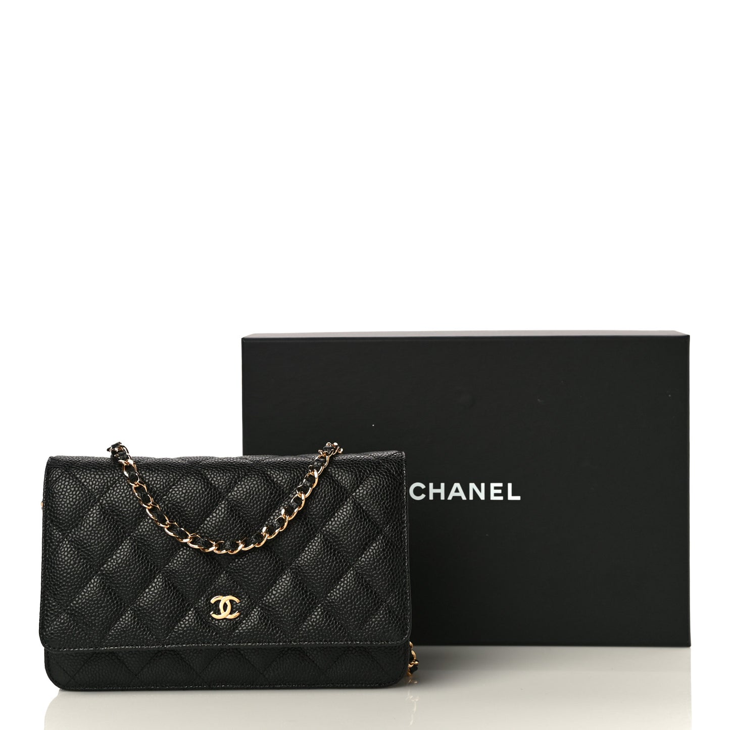 Caviar Quilted Wallet On Chain WOC Black