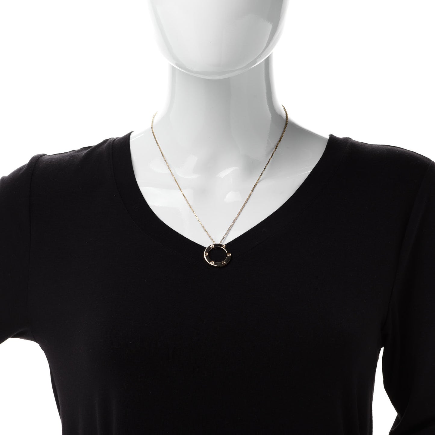 18K Yellow Gold 3 Diamonds LOVE Pendant Necklace