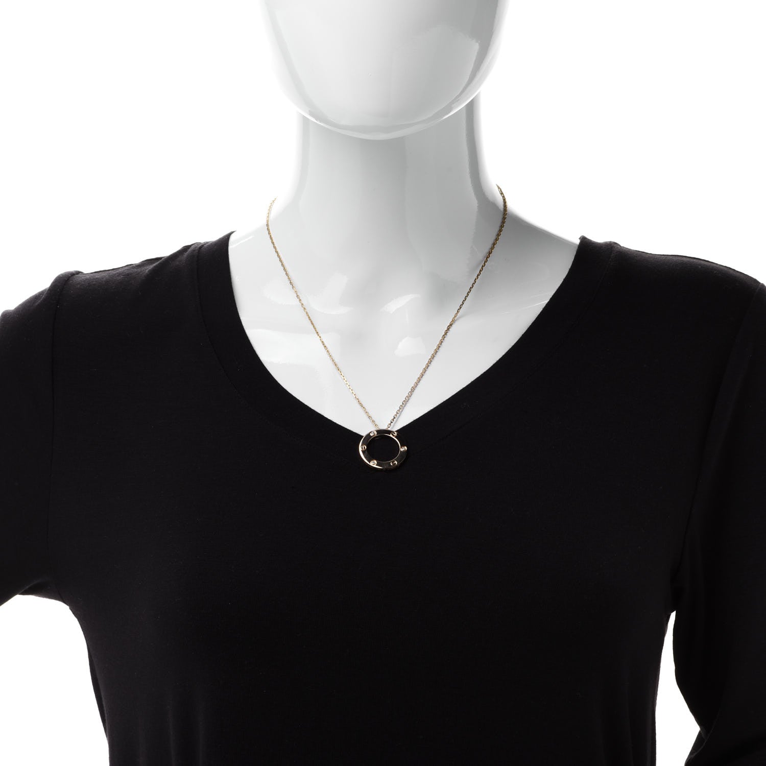 Cartier 18K Yellow Gold 3 Diamonds LOVE Pendant Necklace 2 of 6