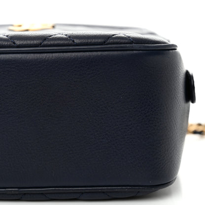 Chanel Calfskin Quilted CC Small Vanity Case Navy 11 of 13