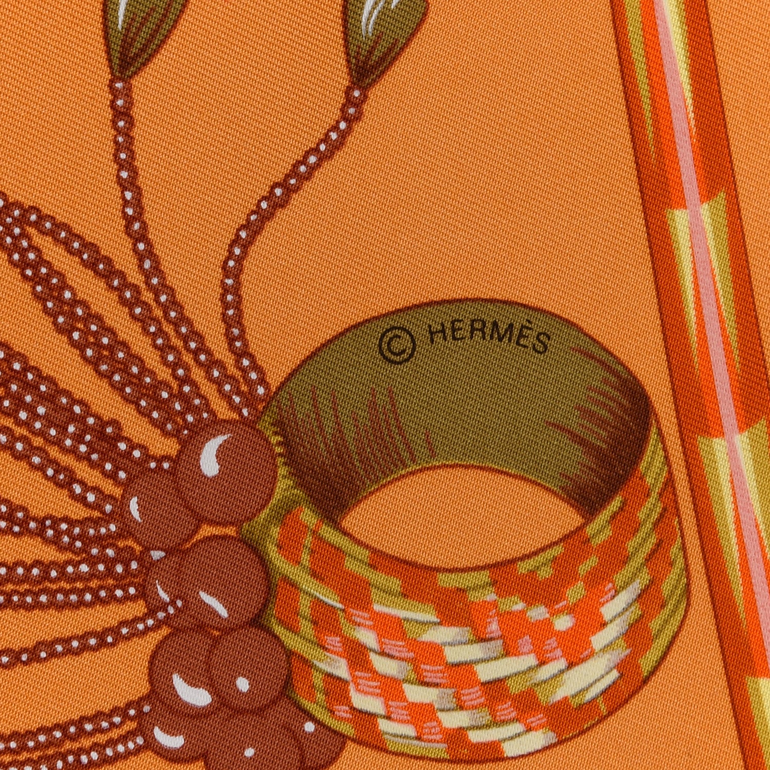 Hermes Silk Brazil Scarf 90 Mangue Corail Kaki 5 of 5