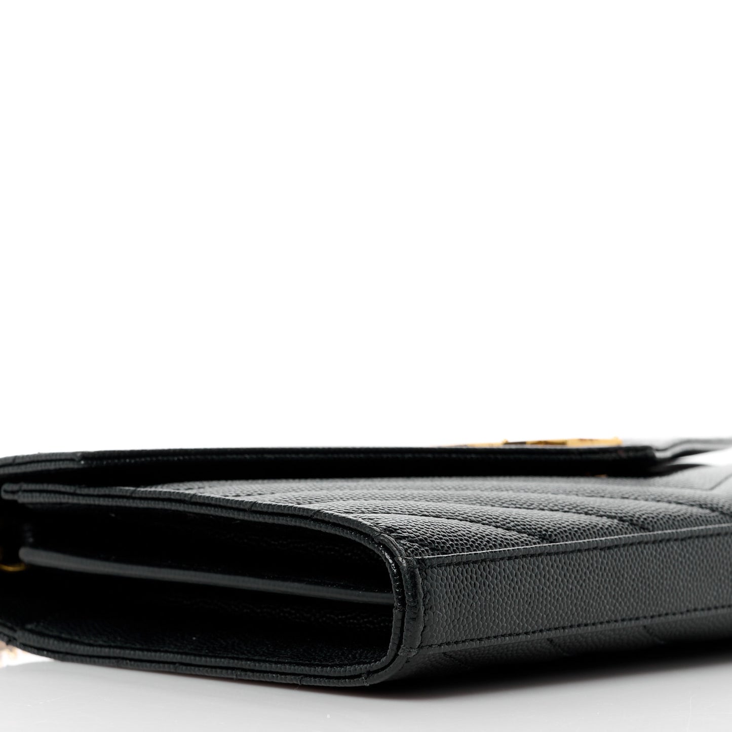 Grain De Poudre Matelasse Chevron Monogram Chain Wallet Black