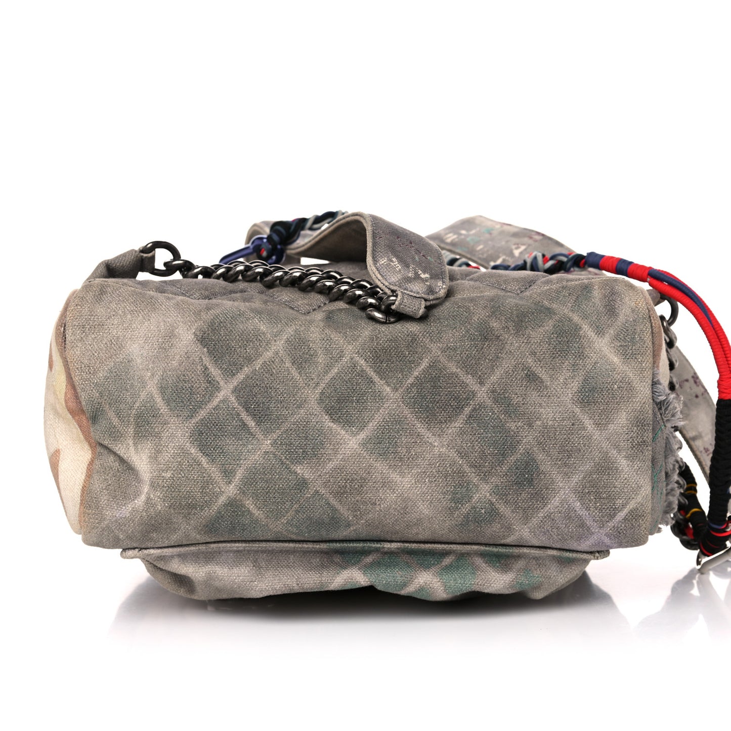 Graffiti Printed Canvas Medium Backpack Grey
