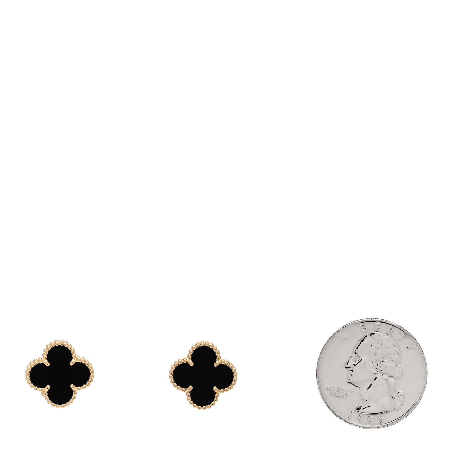 Van Cleef & Arpels 18k Yellow Gold Black Onyx Vintage Alhambra Earrings 2 of 4