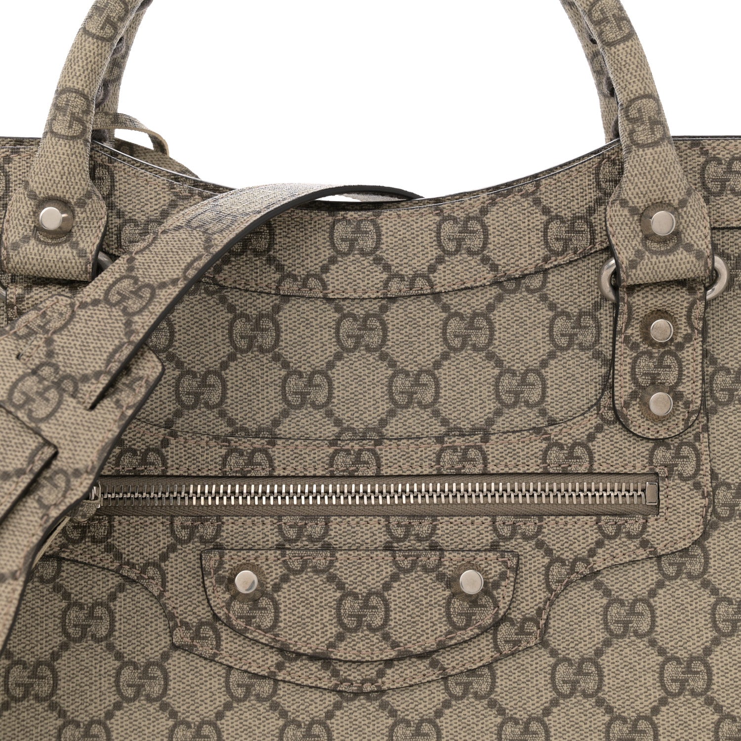 Balenciaga X GUCCI GG Supreme Monogram Neo Classic Silver Hardware City Beige Ebony 9 of 12