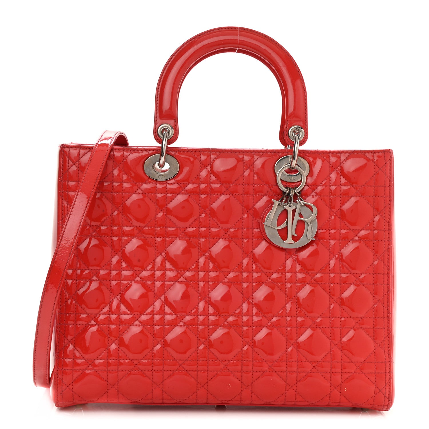 Christian Dior Patent Cannage Large Lady Dior Red 1 of 8