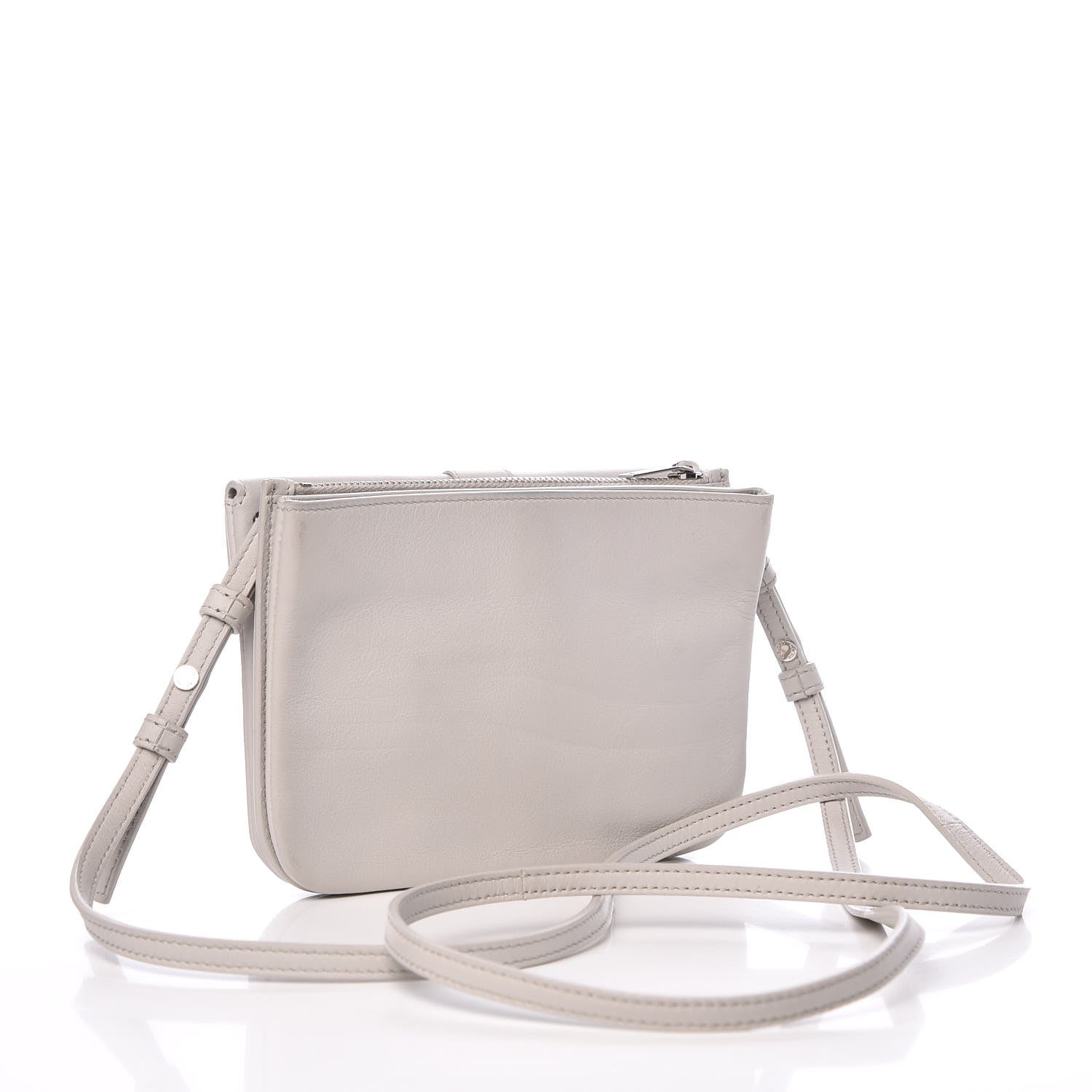 Saint Laurent Calfskin Monogram Tri Pocket Crossbody Bag Grey 3 of 11