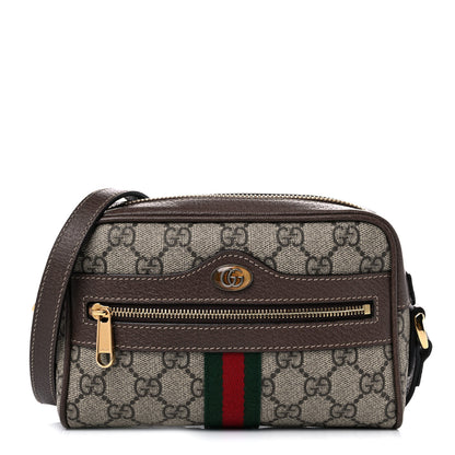 Gucci GG Supreme Monogram Web Mini Ophidia Shoulder Bag Brown 1 of 12