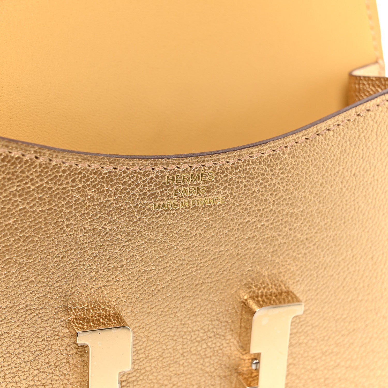 Hermes Metallic Chevre Chamkilight Constance Slim Wallet Dore 7 of 9