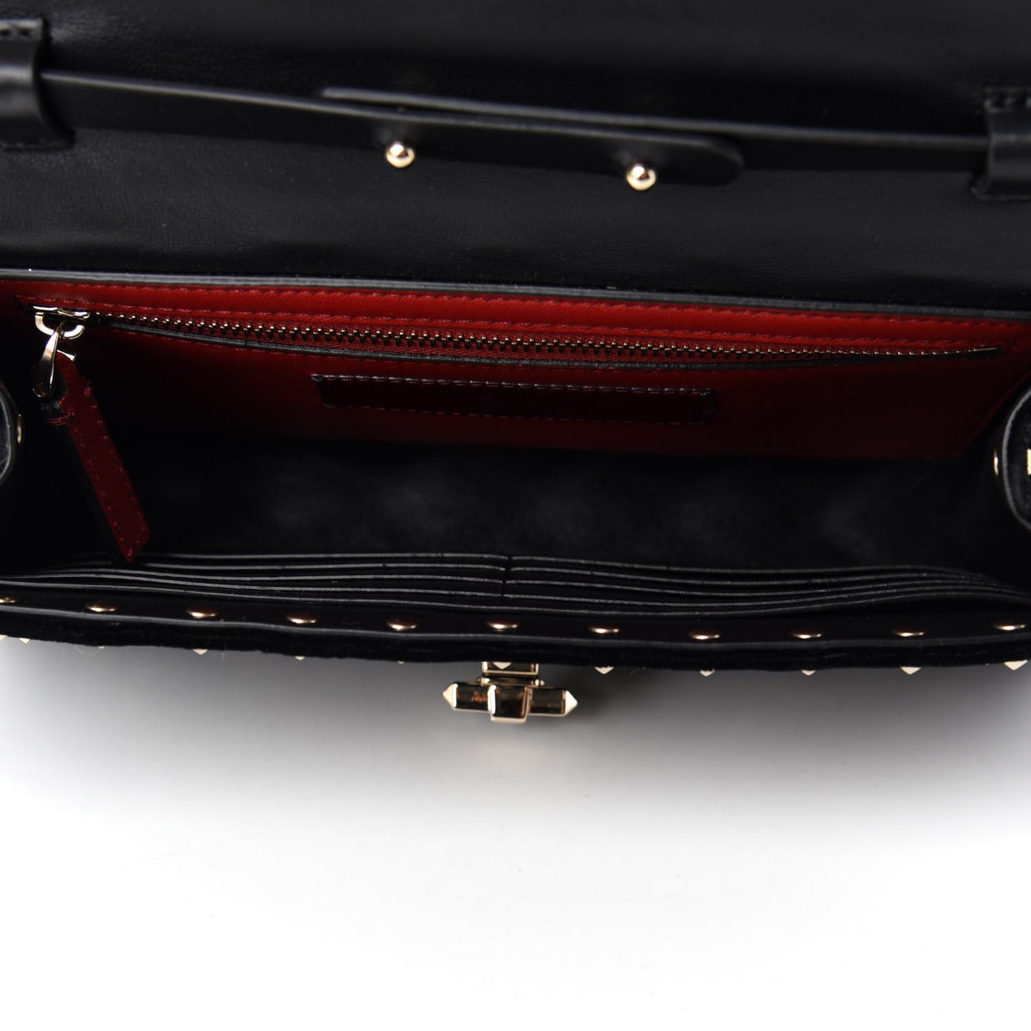 Velvet Rockstud Spike Wallet on Chain Black