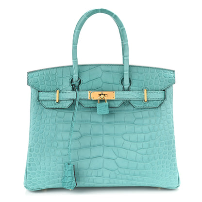 Hermes Matte Alligator Birkin 30 Bleu Atoll 1 of 11