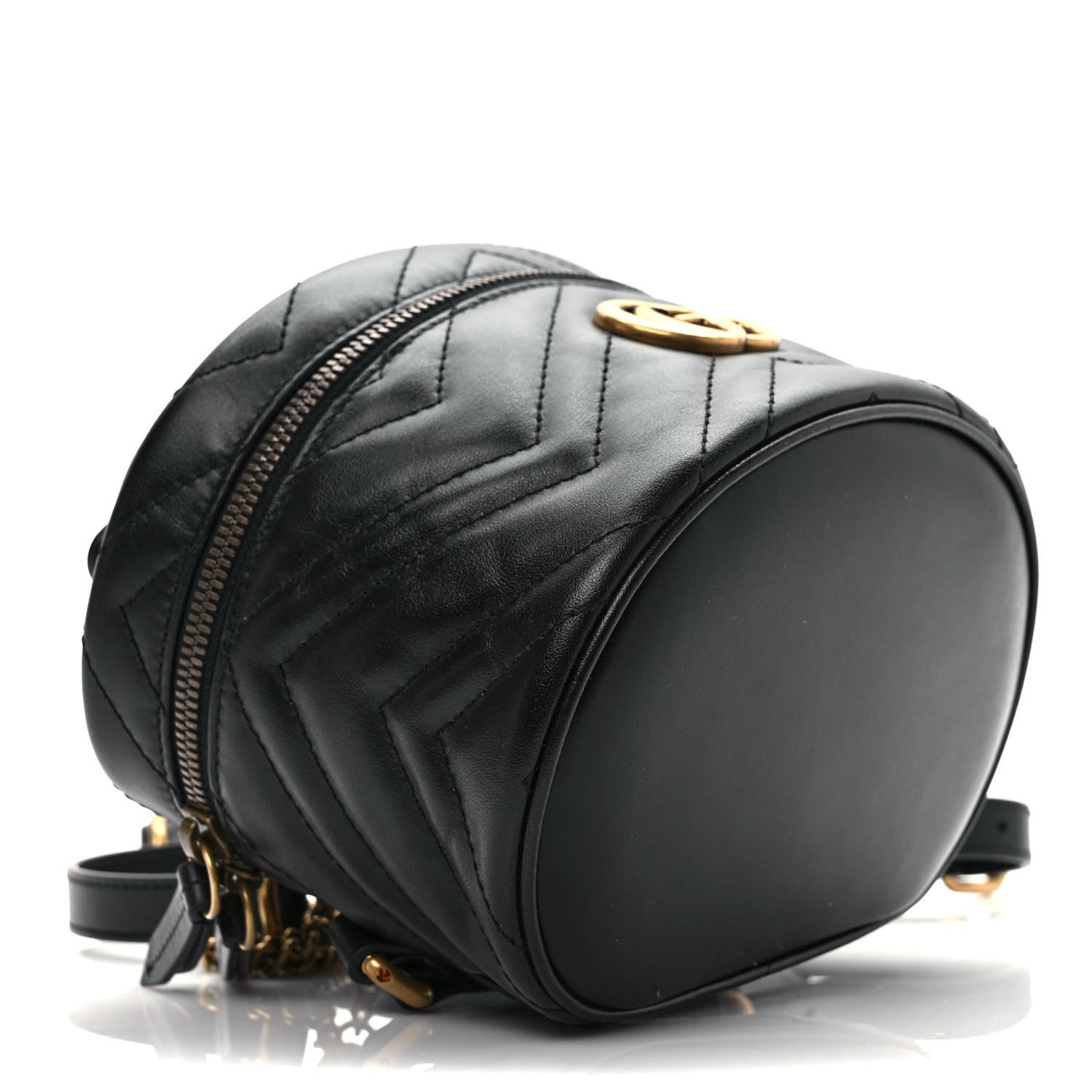 Calfskin Matelasse Mini GG Marmont Round Backpack Black