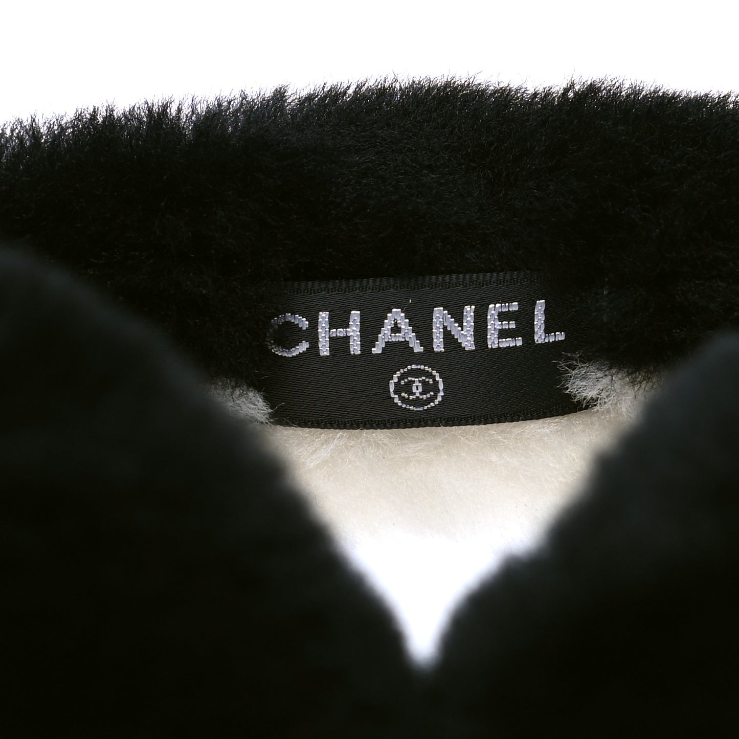 Shearling CC Ear Muffs Black White