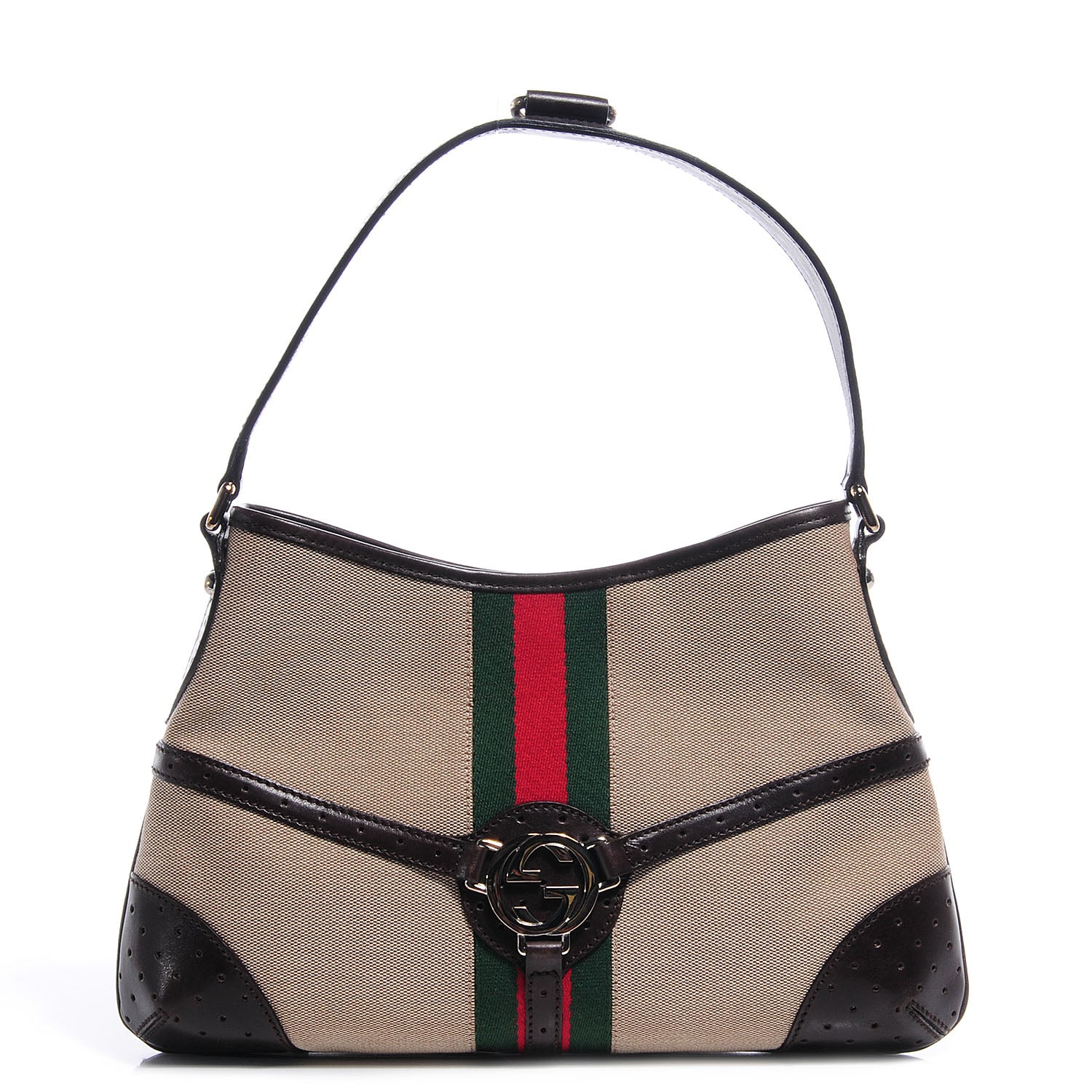 Gucci Canvas Web GG Reins Shoulder Bag 1 of 7