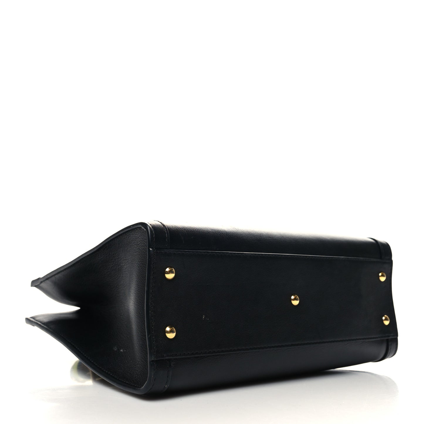 Calfskin Small Diana Tote Bag Black Yellow Fluo