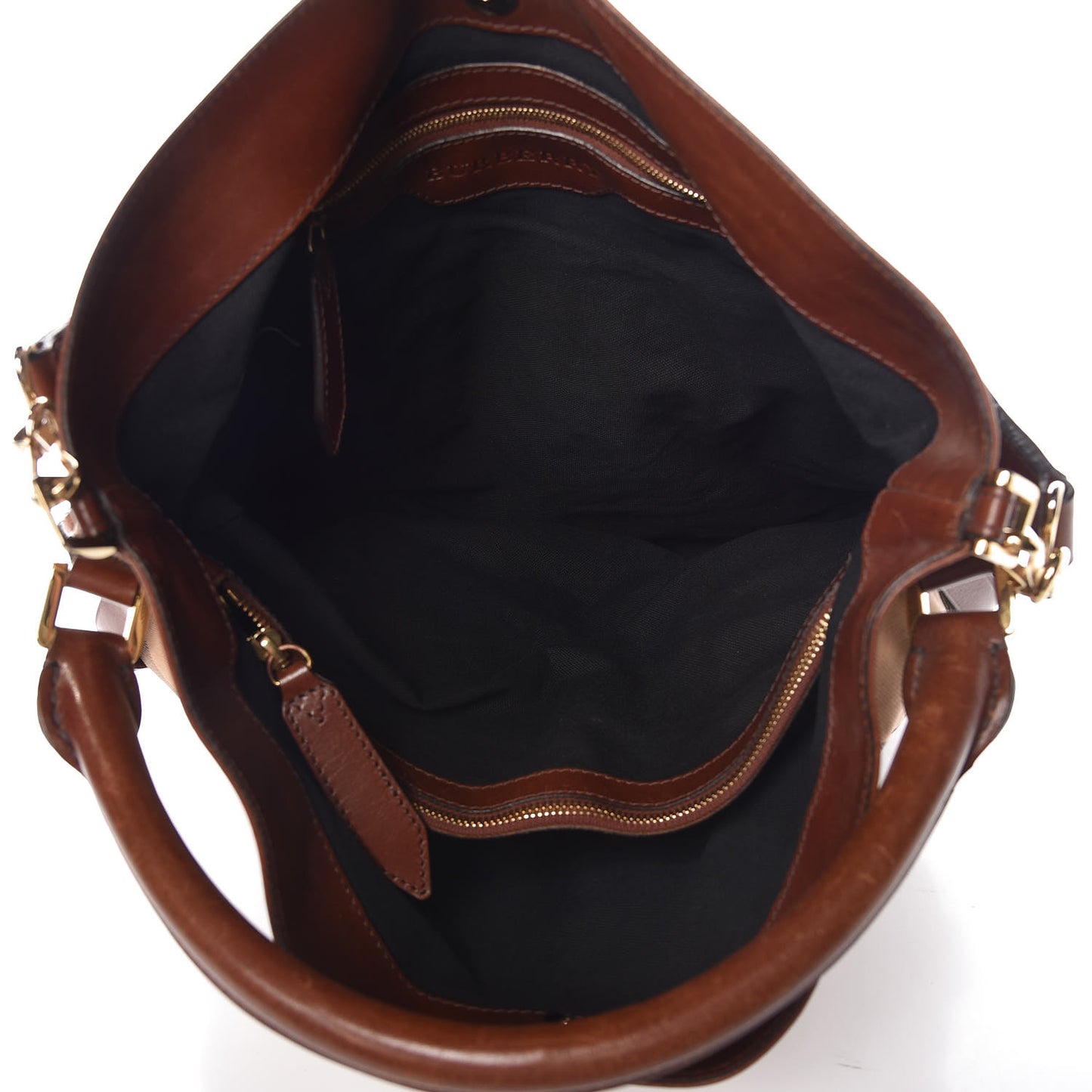 House Check Bridle Calfskin Medium Gosford Hobo Dark Tan