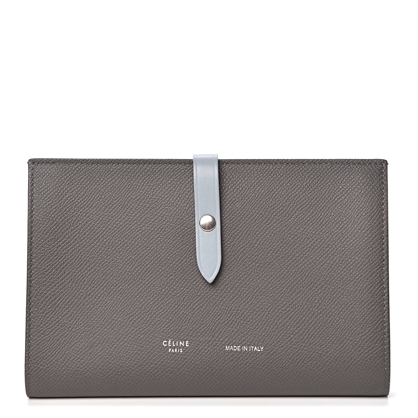 Grained Calfskin Large Multifunction Strap Wallet Pebble Mineral
