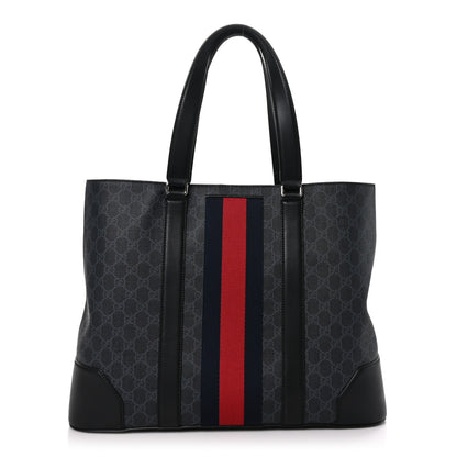 Gucci GG Supreme Monogram Web Tote Black Grey 1 of 9