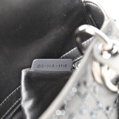 Christian Dior Satin Crystal Cannage Mini Lady Dior Gray 7 of 12