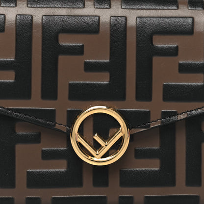 Fendi Vitello Soft F is Fendi Bi-Color FF 1974 Embossed Continental Envelope Wallet Maya Black 10 of 11