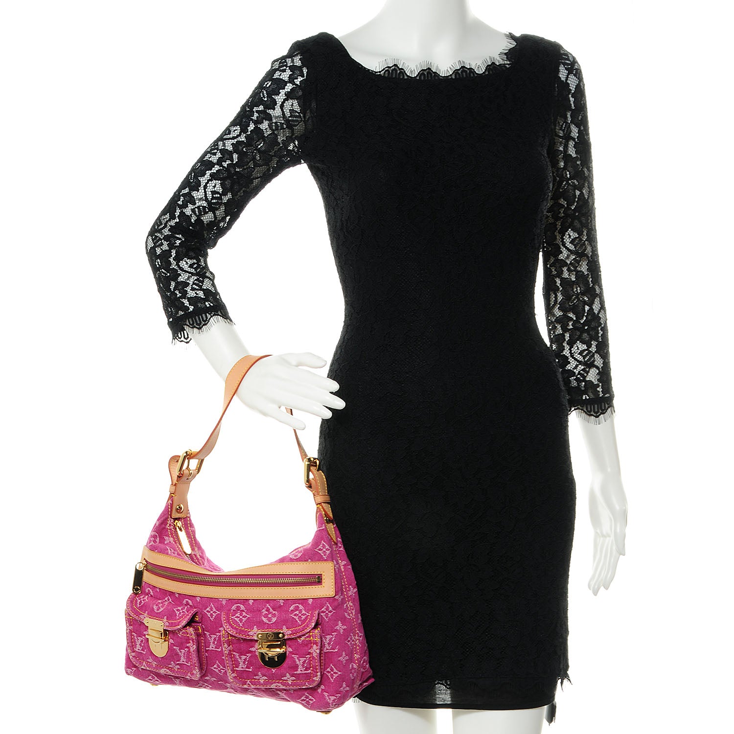 Louis Vuitton Denim Baggy PM Fuchsia 2 of 7