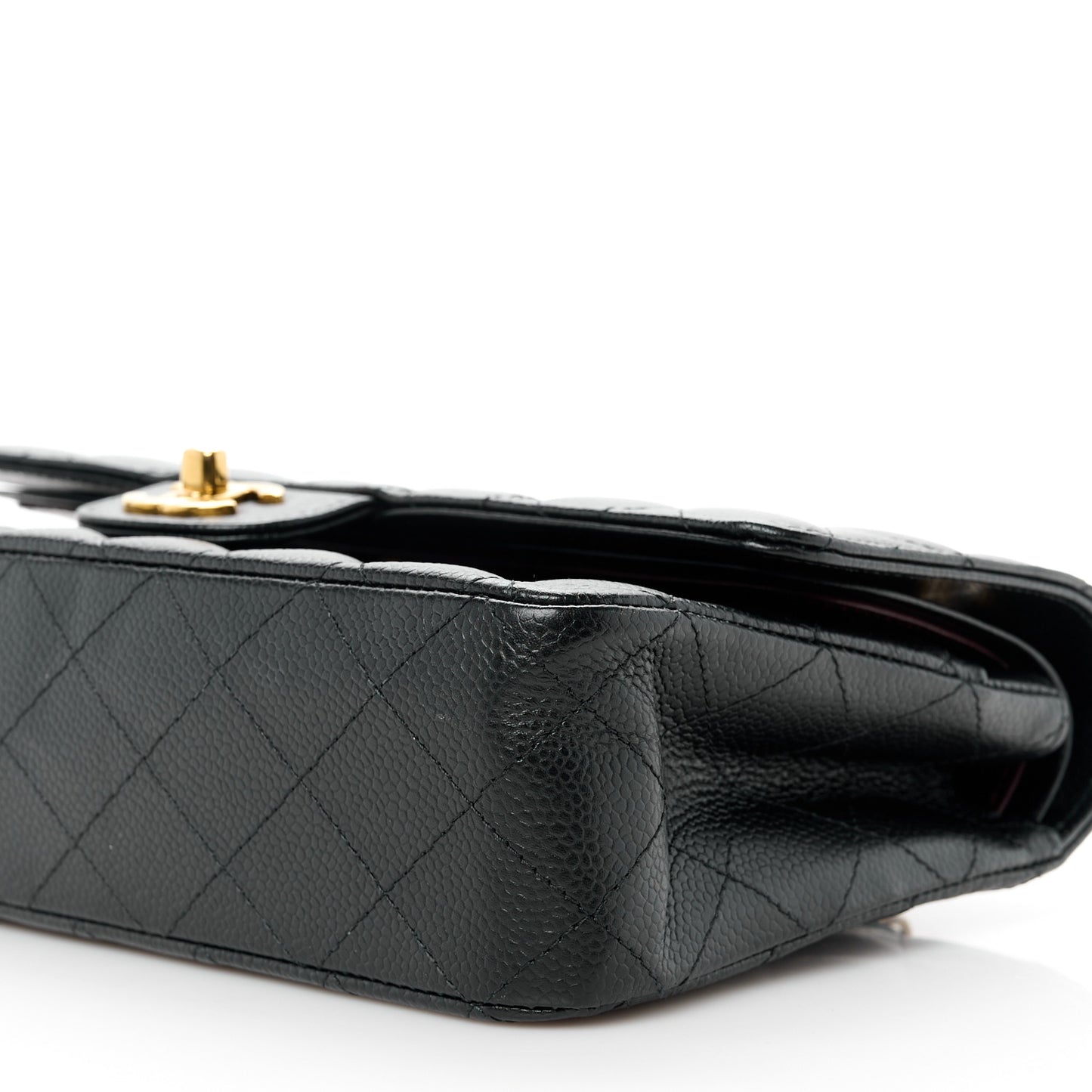 Caviar Quilted Medium Double Flap Black