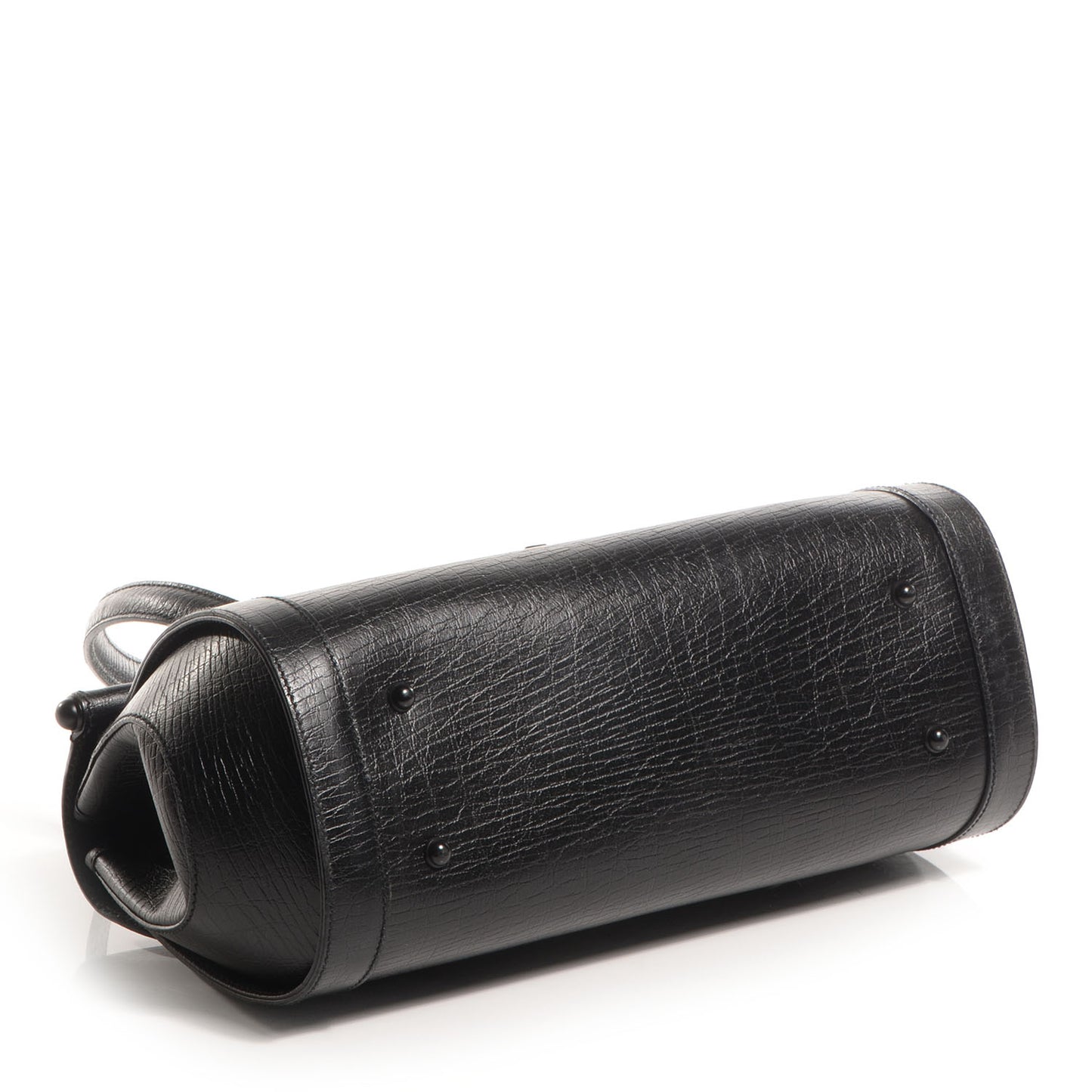 Leather Bamboo Bullet Tote Bag Black