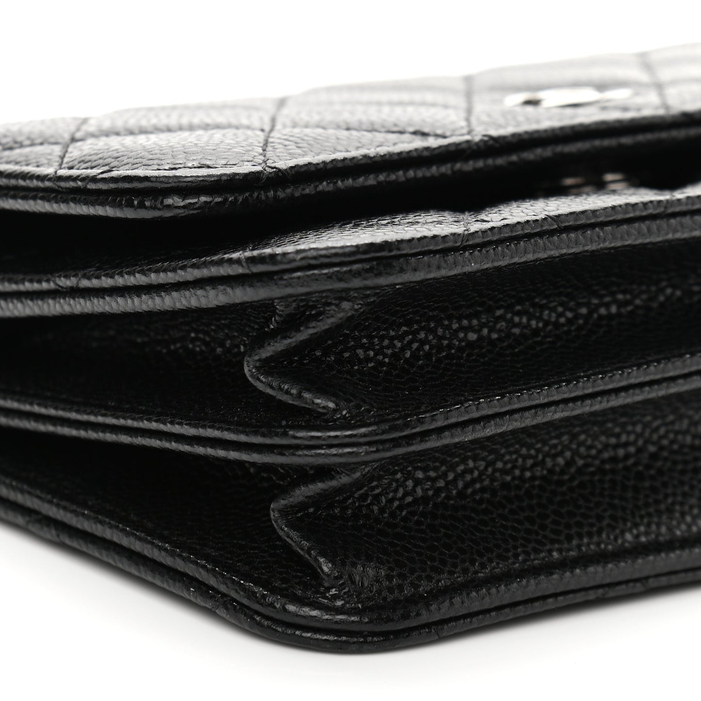 Caviar Quilted Mini Wallet On Chain WOC Black