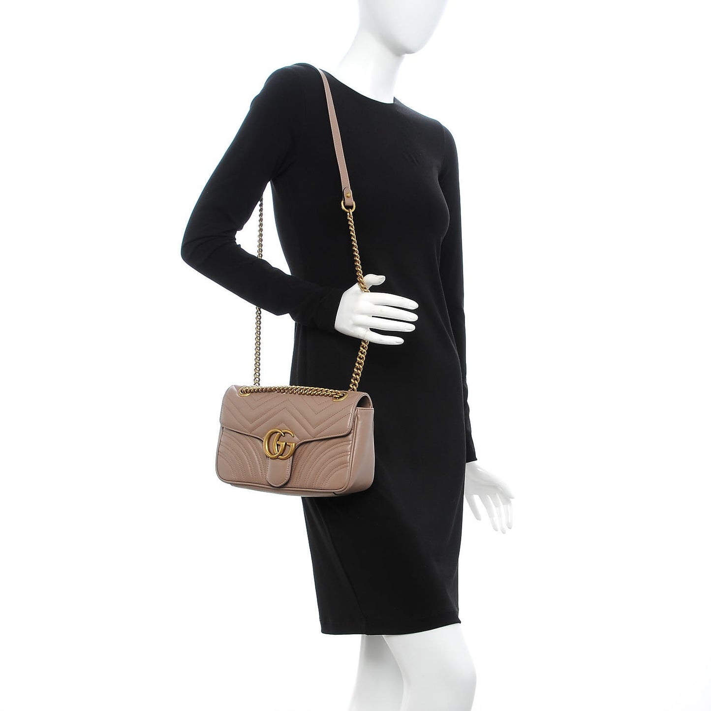Calfskin Matelasse Small GG Marmont Shoulder Bag Porcelain Rose