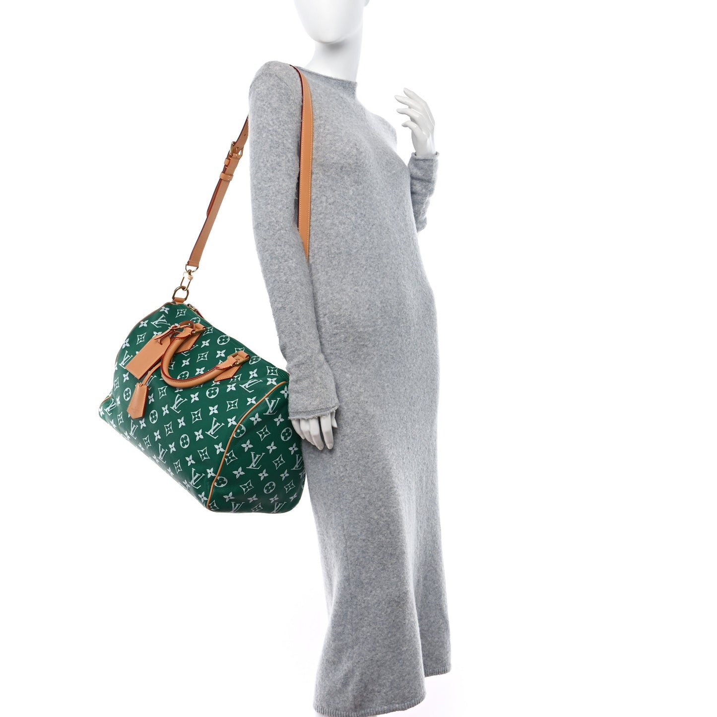 LOUIS VUITTON Calfskin Monogram Speedy P9 Bandouliere 40 Green