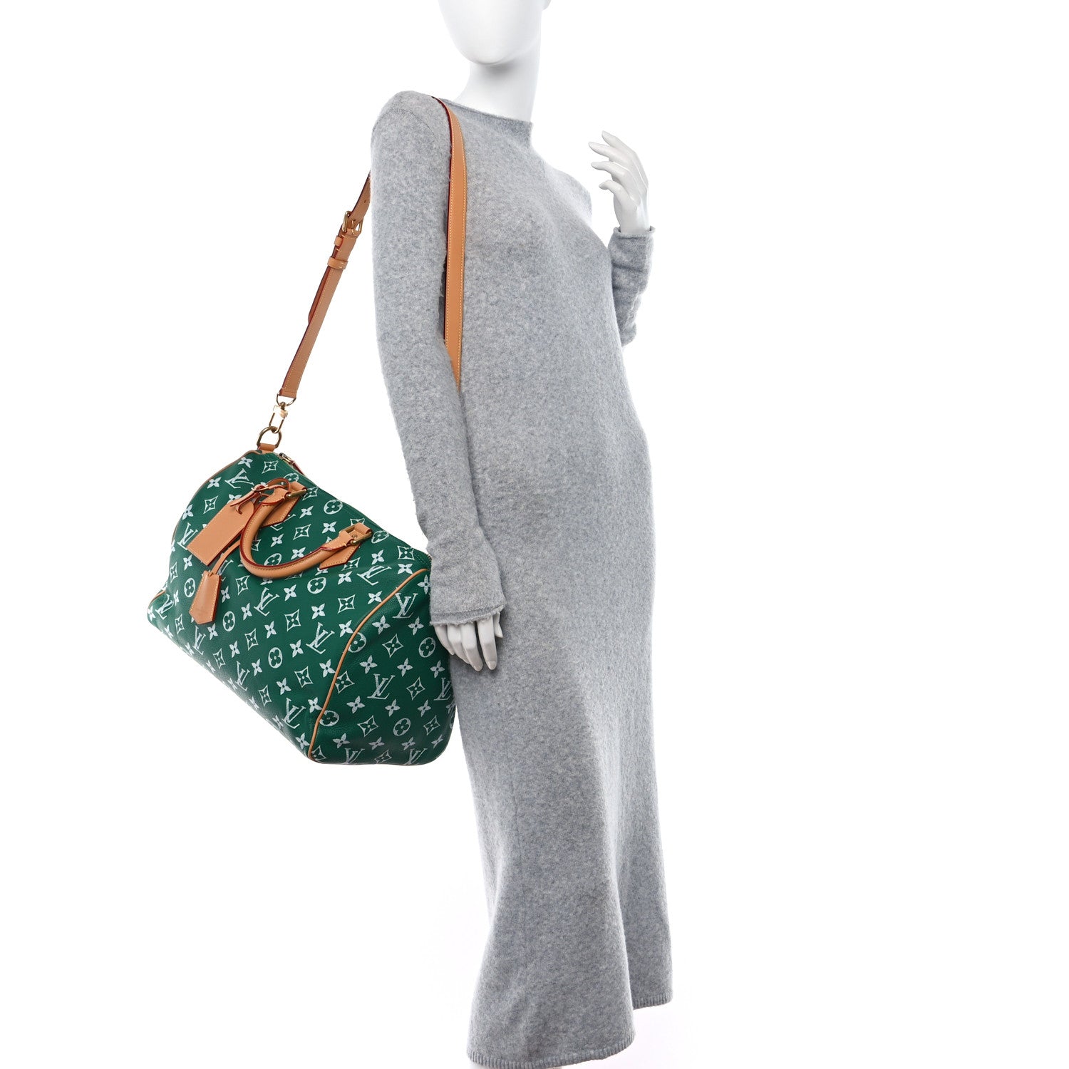 Louis Vuitton LOUIS VUITTON Calfskin Monogram Speedy P9 Bandouliere 40 Green 3 of 10