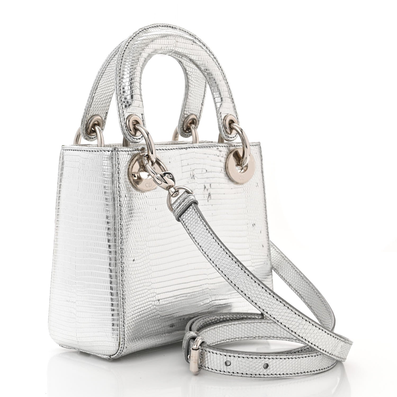 Christian Dior Metallic Lizard Mini Lady Dior Silver 3 of 17
