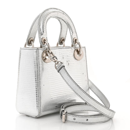 Christian Dior Metallic Lizard Mini Lady Dior Silver 3 of 17