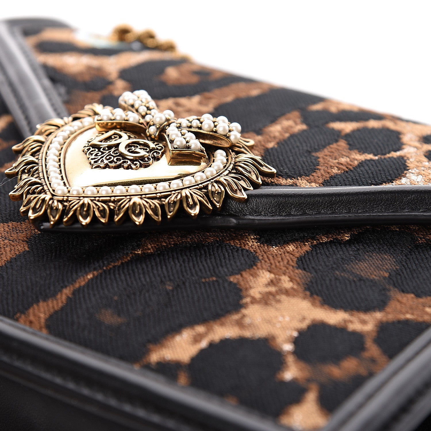 Dolce & Gabbana Jacquard Leopard Print Medium Devotion Crossbody Bag Black 11 of 12