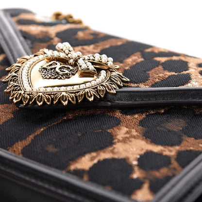 Dolce & Gabbana Jacquard Leopard Print Medium Devotion Crossbody Bag Black 11 of 12