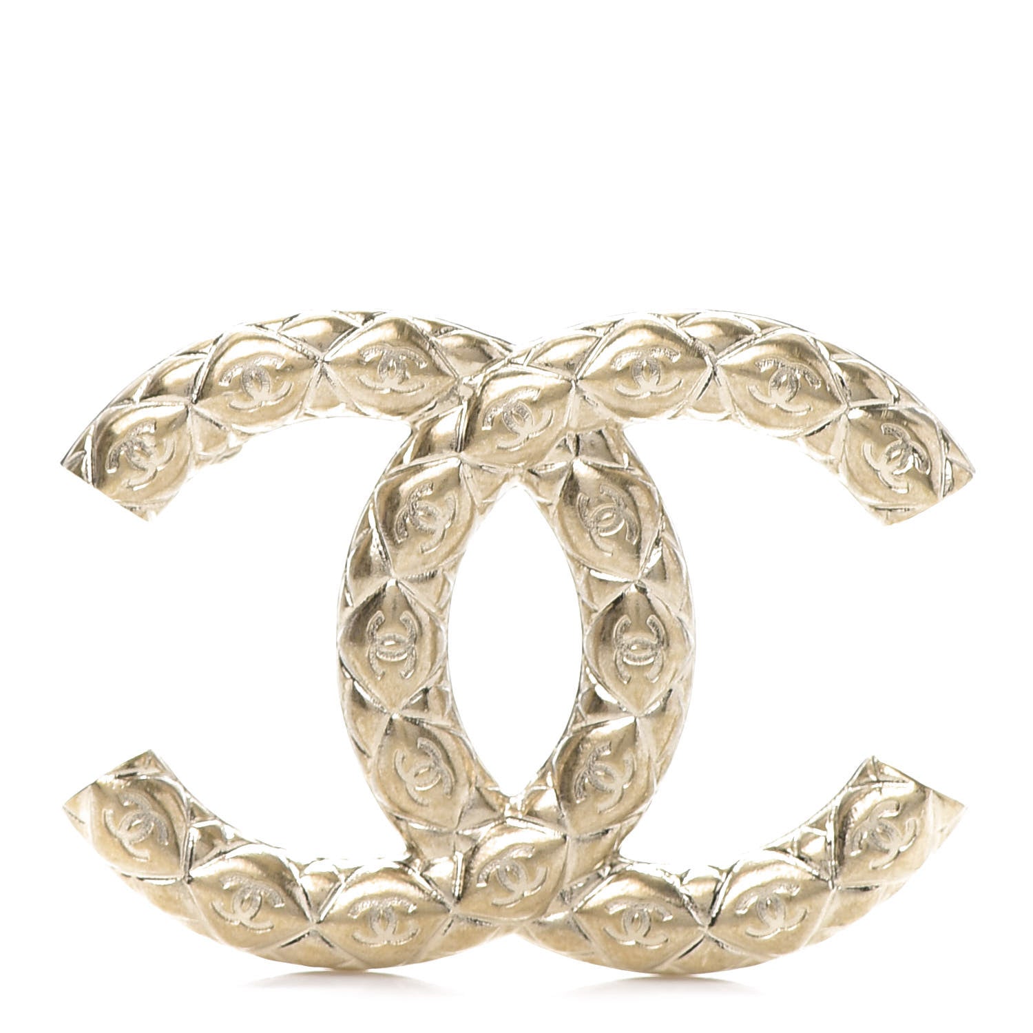 Chanel Metal CC Diamond Quilted Brooch Light Gold 1 of 5