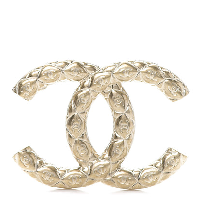 Chanel Metal CC Diamond Quilted Brooch Light Gold 1 of 5