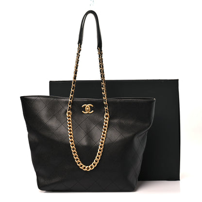 Chanel Shiny Caviar Stitched Softly Quilted Tote Black 11 of 11