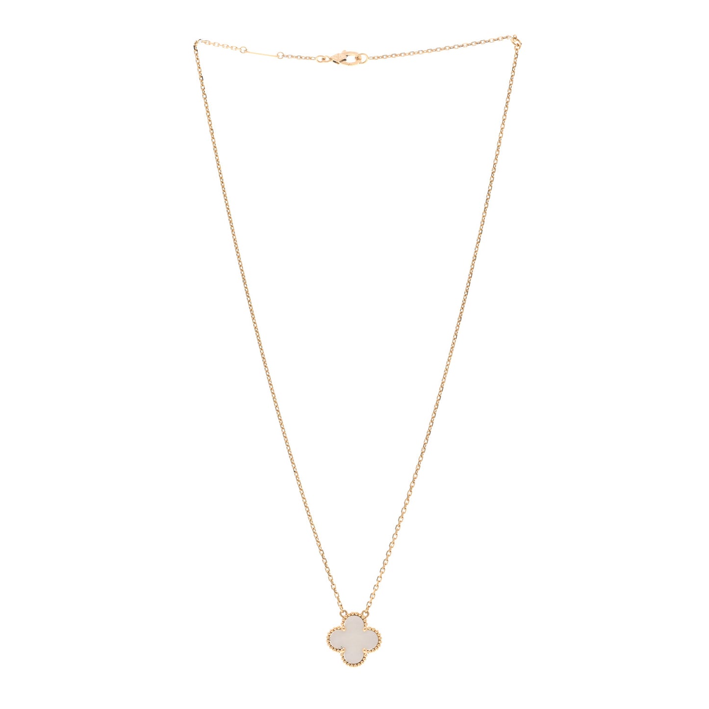 18K Yellow Gold Mother of Pearl Vintage Alhambra Pendant Necklace