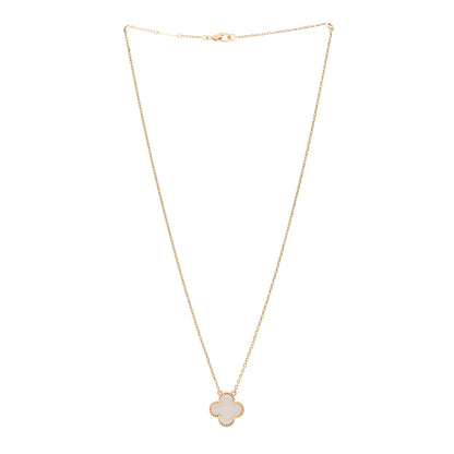 Van Cleef & Arpels 18K Yellow Gold Mother of Pearl Vintage Alhambra Pendant Necklace 3 of 5