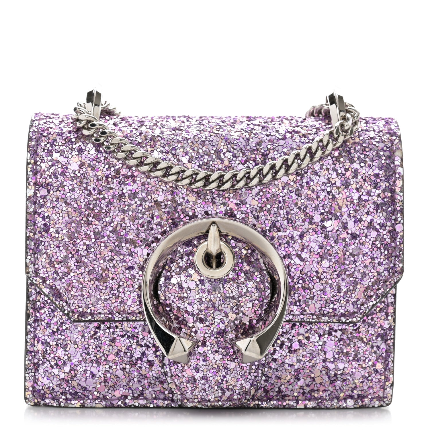 Jimmy Choo Coarse Glitter Mini Paris Crossbody Pink Violet 1 of 9